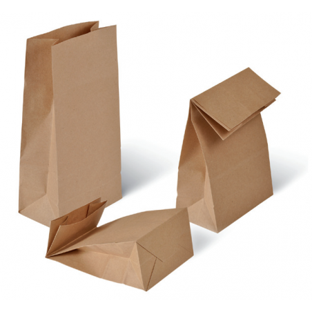 Bolsa de papel kraft para alimentación con base rectangular